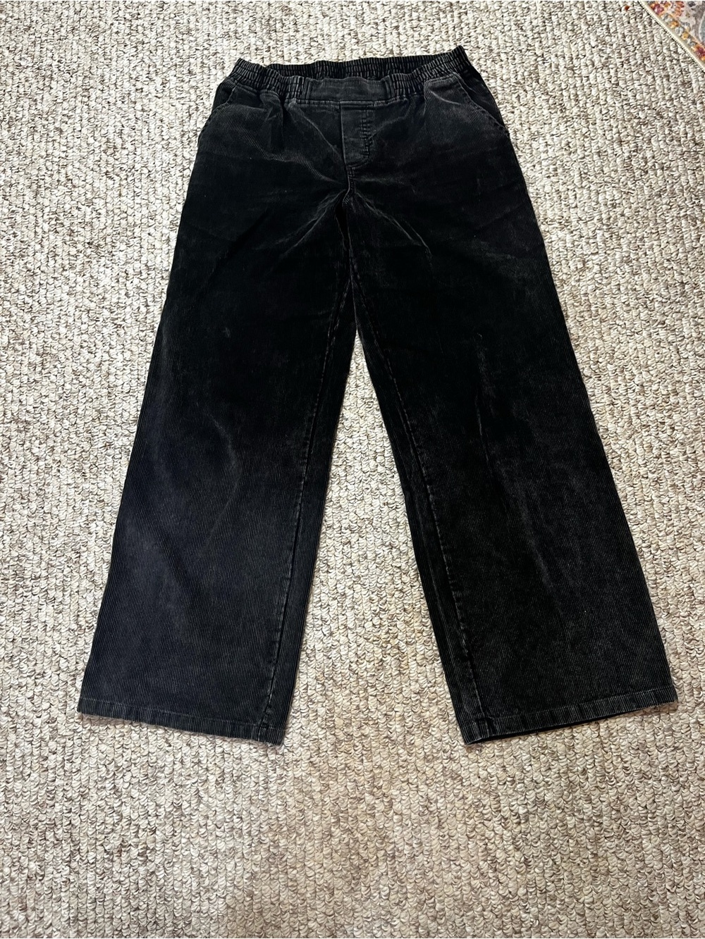 Women’s charcoal gray Corduroy Elastic-Waist Pants size medium